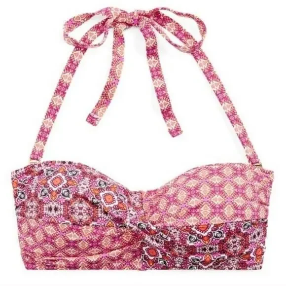 0257 NWT LAUREN Ralph Lauren PINK BANDEAU BIKINI TOP - Picture 4 of 8